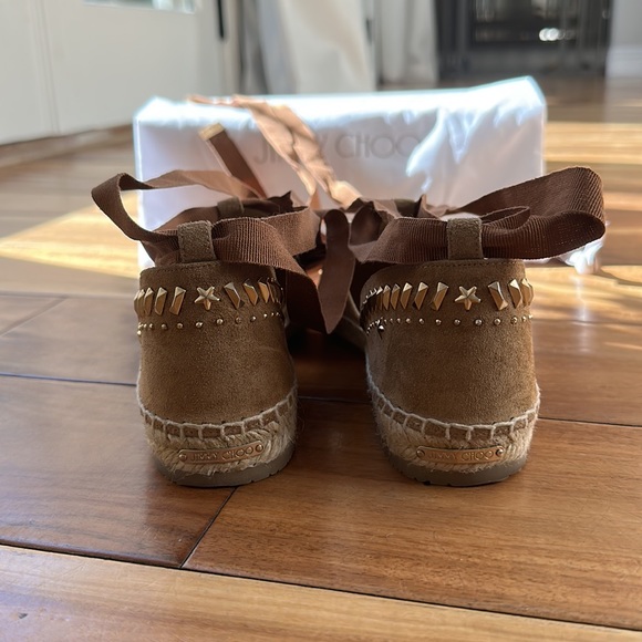 Jimmy Choo - Tan - Dolphin Espadrilles Flats w/ Punk Studs - Picture 5 of 7